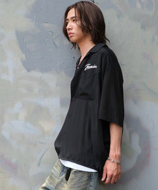 WEGO 【ユニセックス着用ITEM/MLサイズ展開】オープンカラーグラフィックシャツ（SS） ブラックその他