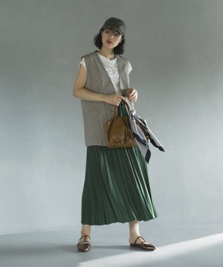 Green Parks ノースリーブチェックジレ Brown