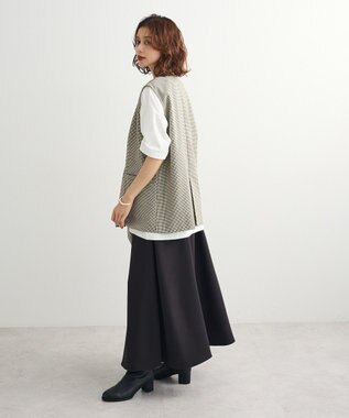 Green Parks ノースリーブチェックジレ Black