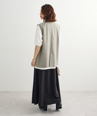 Green Parks ノースリーブチェックジレ Black