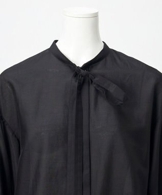 23区 【エステータ】シルクコットンローン ボウタイブラウス ブラック系