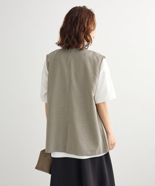 Green Parks ノースリーブチェックジレ Black