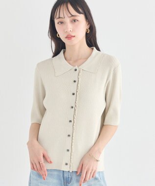 earth music&ecology ミニフリルポロカーディガン