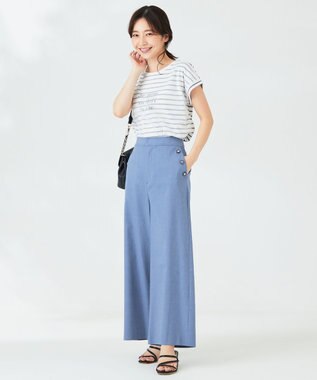 ANY SIS 【洗える】シャンブレーマリン パンツ シャンブレーブルー