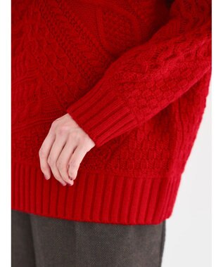 AMERICAN HOLIC パッチワークケーブルニットチュニック Red