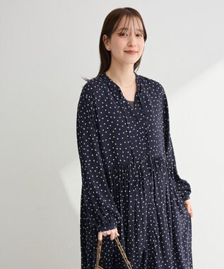 Green Parks スキッパーギャザーワンピース Dot