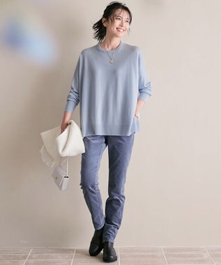 23区 【12色展開/新色追加】ウーステッドウール ビッグシルエット ニット [WEB限定]サックスブルー系