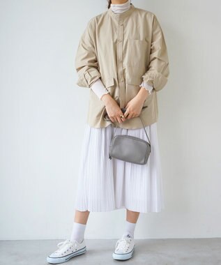 WHITE MAILS 【UNISEX】COTTON PAPER POPLIN BAND COLLAR SHIRT シャツ ベージュ