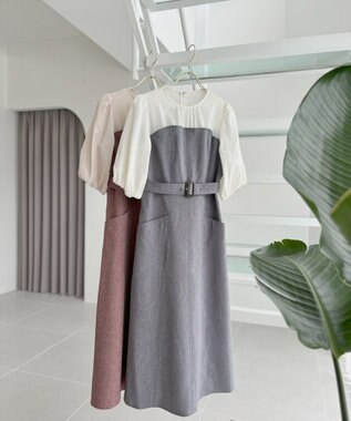 Feroux ドッキング風ワンピース ライトグレー系