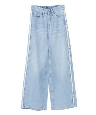 earth music&ecology ワイドフリンジデニムパンツ Light Indigo