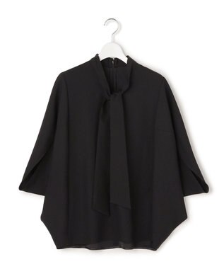 ICB 【先行予約】 FluidBackSatin ドルマンスリーブボウタイブラウス ブラック