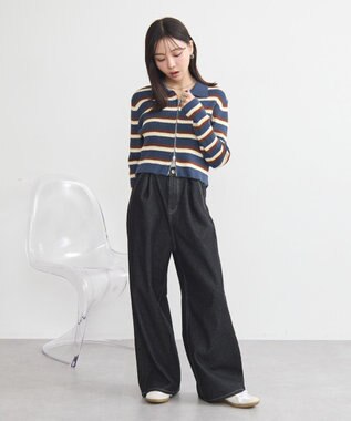 earth music&ecology Wジップリブカーディガン マルチ