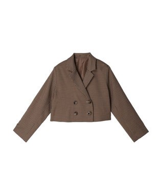 earth music&ecology チェックショートジャケット Brown
