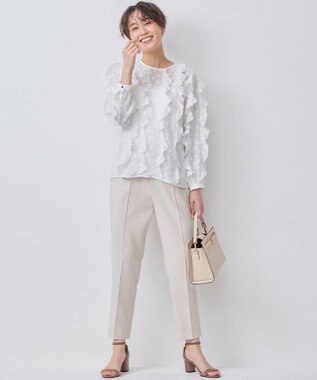 組曲 L フラワーポイントシフォン ブラウス アイボリー系