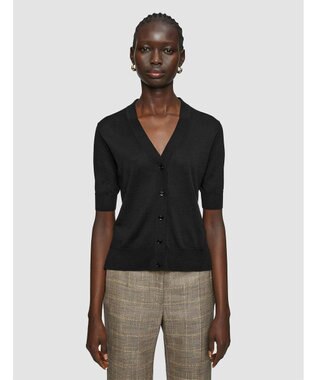 JOSEPH 【洗える】スーパーファインコットンシルク　ショートスリーブカーディガン Black