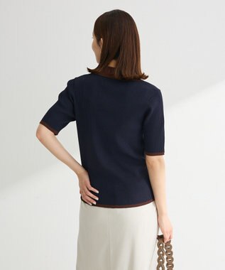 Green Parks 配色ニットポロ Navy
