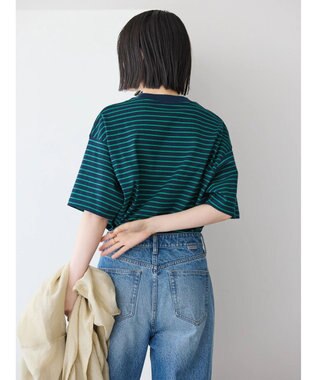 AMERICAN HOLIC ボーダーショートカットプルオーバー Navy