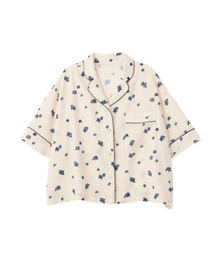 CRAFT STANDARD BOUTIQUE ボタニカルプリントオープンカラーシャツ Ivory