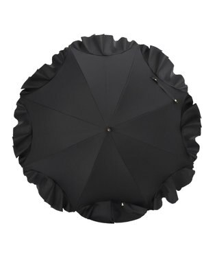 MOONBAT 【雑誌掲載 美人百花6月号】ランバン オン ブルー 晴雨兼用日傘 長傘 フレアフリル＆チャーム 遮光 遮熱 UV ブラック