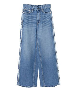 earth music&ecology ワイドフリンジデニムパンツ Indigo