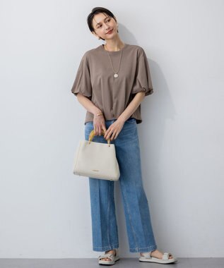 23区 【WEB&一部店舗限定/接触冷感】ツイストコットンプレーティング バルーンスリーブ カットソー ブラウン系