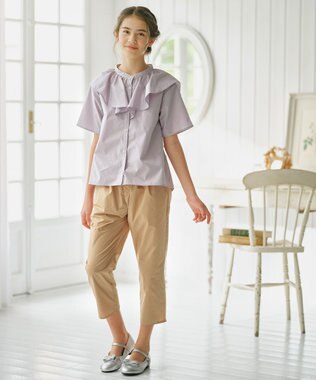 組曲 KIDS 【150-160㎝】パピヨンラッフル ブラウス ラベンダー系