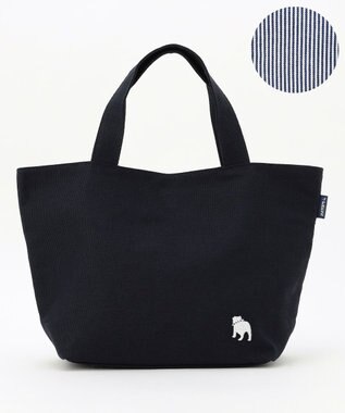 J.PRESS LADIES 【完全受注生産】ポーチ付き キャンバス ミニトートバッグ ネイビー×ストライプ系