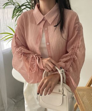 WEGO 楊柳シアードロストショートシャツ ピンク