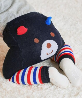 MIKI HOUSE HOT BISCUITS 【70-100cm】 顔ドン のびのび ベビースパッツ 黒