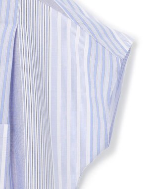 J.PRESS YORK STREET 【WOMEN】キャップスリーブ マルチストライプブラウス サックスブルー系1