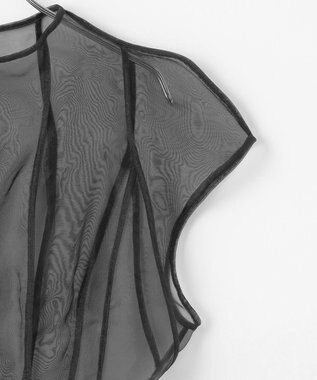 #Newans オーガンジーパネルブラウス ブラック