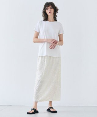 BEIGE， 【洗える】BROIS / コットンクルーネックTシャツ White