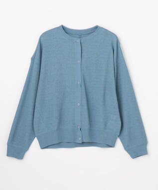 ANY シアーワッフルカーディガン ブルー
