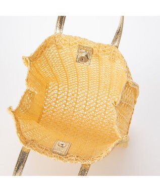UNBILLION カシュカシュ cachecache / 透かし編みスクエアトートバッグ ゴールド