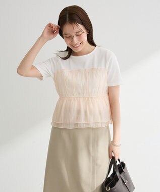 Green Parks オーガンジービスチェドッキング半袖プルオーハ Beige