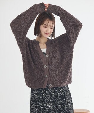 earth music&ecology 【予約】ぽんぽんスキッパーカーディガン ブラウン