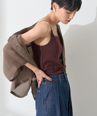 AMERICAN HOLIC 【カップ付き】細リブキャミソール Brown