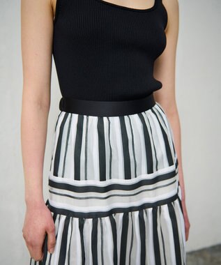 GRACE CONTINENTAL マルチシアーストライプスカート ブラック