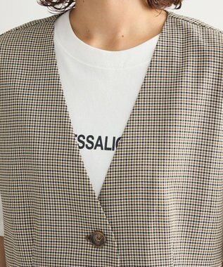 Green Parks ノースリーブチェックジレ Black