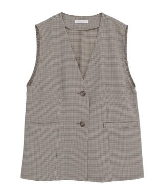 Green Parks ノースリーブチェックジレ Brown