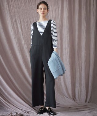 23区 【SLOW/一部店舗限定】ギザコットンボーダー ボートネックカットソー オフホワイトxブルーボーダー