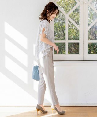 Tiaclasse 【洗える】幅広く活躍が期待できるドロストパンツ グレー