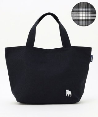 J.PRESS LADIES 【完全受注生産】ポーチ付き キャンバス ミニトートバッグ ネイビー×グレーチェック系