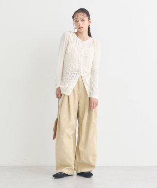 earth music&ecology 【予約】透かし編みニットキャミビスチェ アイボリー