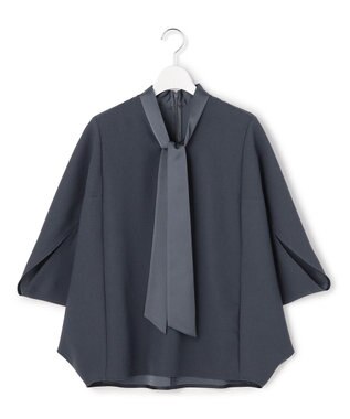 ICB 【先行予約】 FluidBackSatin ドルマンスリーブボウタイブラウス ダルブルー
