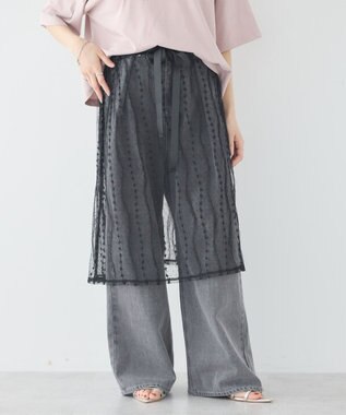 earth music&ecology ストライプレースレイヤードスカート