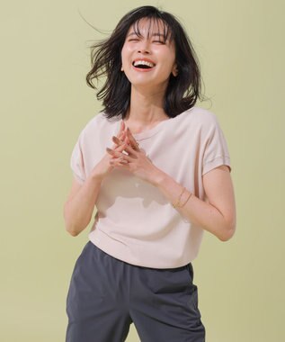 UNFILO L 【接触冷感/UVケア/抗菌防臭】スゴ機能 コンパクトニットT ピンク