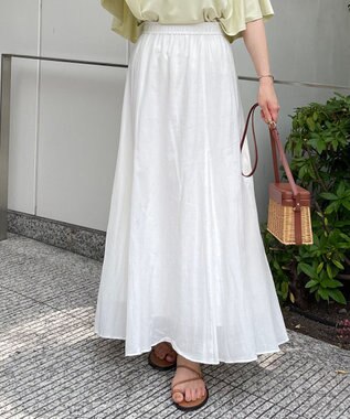 UNFILO 【イージーケア】コットンシフォンスカート ホワイト系