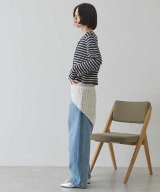 AMERICAN HOLIC マルチボーダーリブニットカーディガン Navy