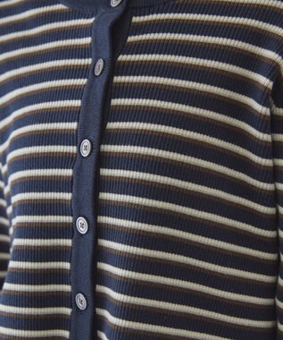 AMERICAN HOLIC マルチボーダーリブニットカーディガン Navy